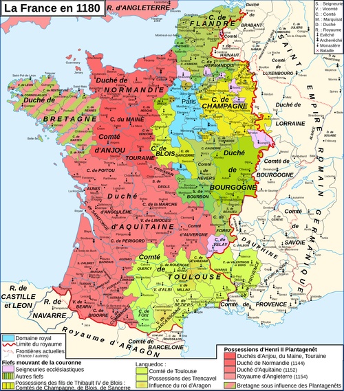 Carte de France en 1180